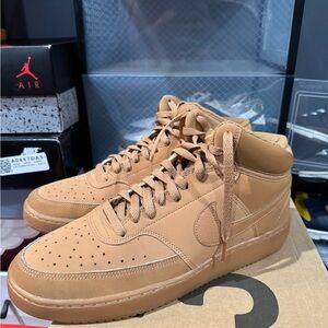 Nike Mens Flax Twine Court Vision Mid Light Brown Sneaker Court Size 11M